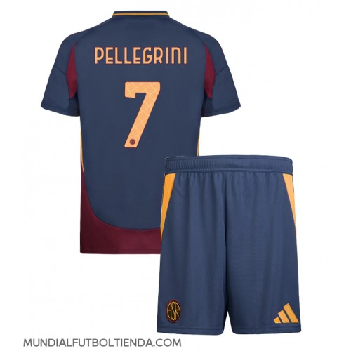 Camiseta AS Roma Lorenzo Pellegrini #7 Tercera Equipación Replica 2024-25 para niños mangas cortas (+ Pantalones cortos)